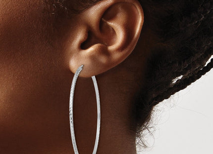 14k White Gold Diamond-cut Square Tube Endless Hoop Earrings (Style TF1002W)