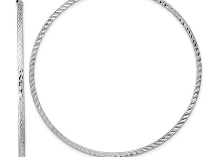 14k White Gold Diamond-cut Square Tube Endless Hoop Earrings (Style TF1002W)