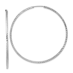 14k White Gold Diamond-cut Square Tube Endless Hoop Earrings (Style TF1002W)