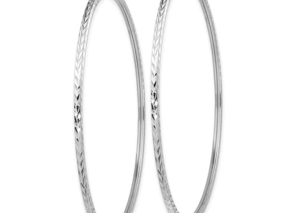 14k White Gold Diamond-cut Square Tube Endless Hoop Earrings (Style TF1003W)