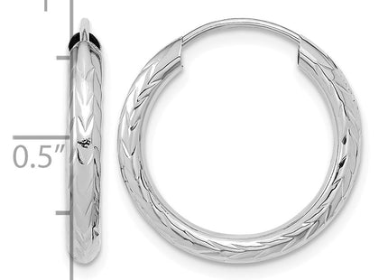 14K white gold hoop earrings, further view
