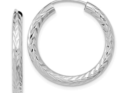 14k White Gold Polished & D/C Endless Hoop Earrings (Style TF1005W)