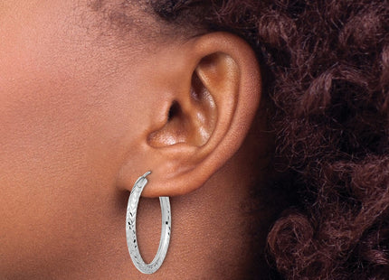 14K white gold hoop earrings, another view