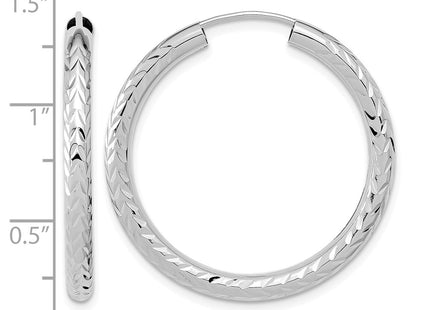 14K white gold hoop earrings, further view