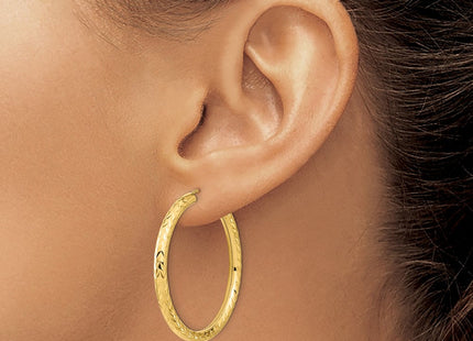 14k Polished & D/C Endless Hoop Earrings (Style TF1007)