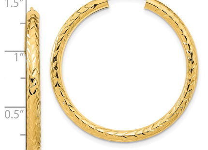14k Polished & D/C Endless Hoop Earrings (Style TF1007)