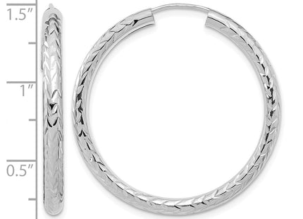 14K white gold hoop earrings, further view