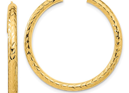 14k Polished & D/C Endless Hoop Earrings (Style TF1007)
