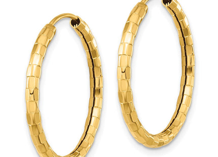 14k Gold Polished Faceted Hoop Earrings (Style TF1009)