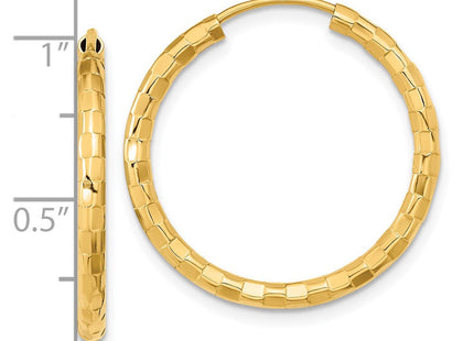 14k Gold Polished Faceted Hoop Earrings (Style TF1009)