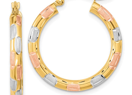 14k Yellow & Rhodium Earrings Style TF1019 - Classique Jewelry Inc.