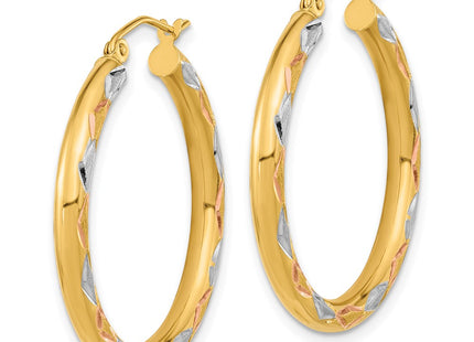 14k Yellow & Rhodium Earrings Style TF1025 - Classique Jewelry Inc.