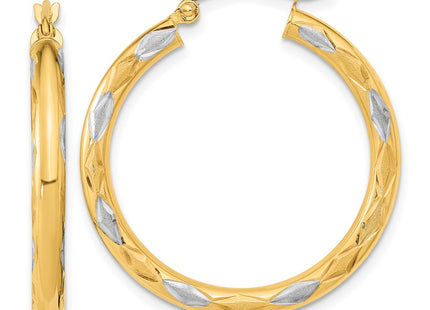 14k Yellow & Rhodium Earrings Style TF1025 - Classique Jewelry Inc.
