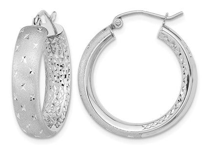 14K white gold hoop earrings