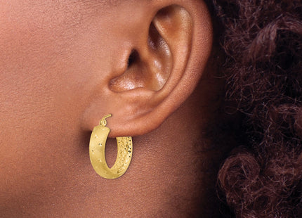 14k Polished Satin and Diamond-cut In/Out Hoop Earrings, 21 x 5.75mm
