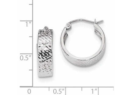 14K White Gold Diamond Cut Hoop Earrings (Style TF1072W)