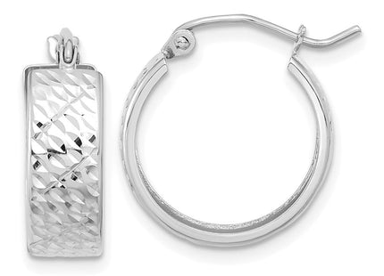 14K White Gold Diamond Cut Hoop Earrings (Style TF1072W)