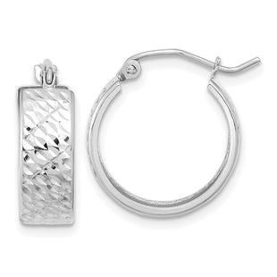 14K White Gold Diamond Cut Hoop Earrings (Style TF1072W)