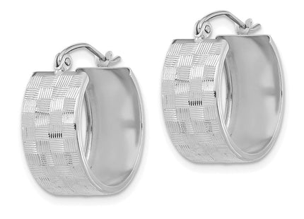 14K White Gold Diamond Cut Hoop Earrings (Style TF1073W)