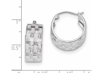 14K White Gold Diamond Cut Hoop Earrings (Style TF1073W)