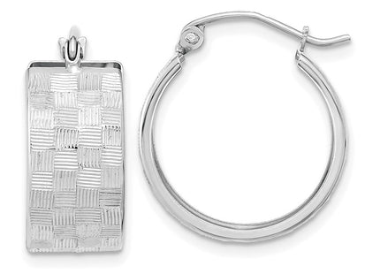 14K White Gold Diamond Cut Hoop Earrings (Style TF1073W)