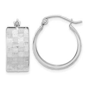 14K White Gold Diamond Cut Hoop Earrings (Style TF1073W)
