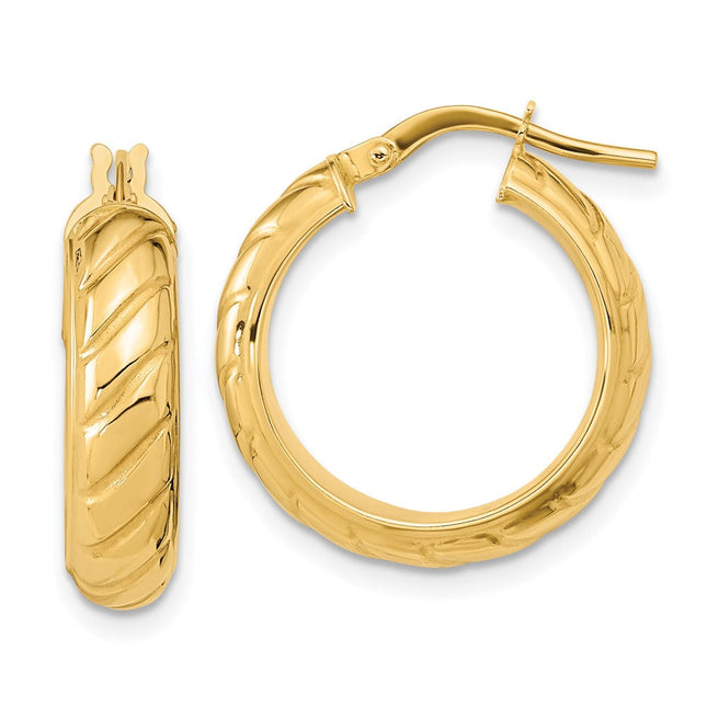 14k Polished Fancy Hoops, 20.5 x 5mm