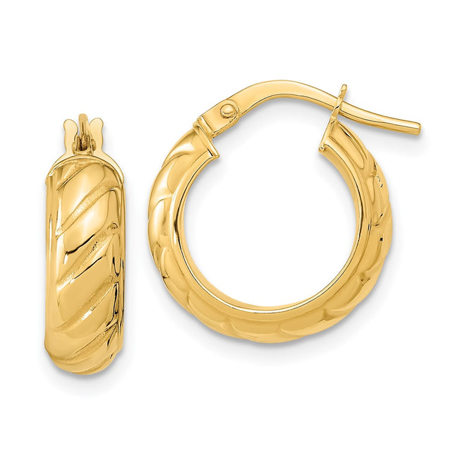 14k Polished Fancy Hoops, 17 x 5mm