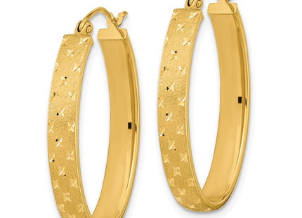14k Polished Satin Diamond-cut Hoop Earrings (Style TF1086)