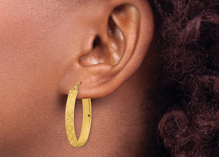 14k Polished Satin Diamond-cut Hoop Earrings (Style TF1086)