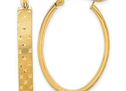 14k Polished Satin Diamond-cut Hoop Earrings (Style TF1086)
