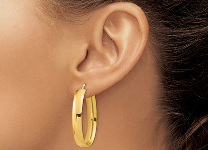 14K Polished Oval Hoop Earrings, 31 x 5.75mm