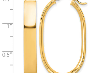 14K Polished Oval Hoop Earrings, 31 x 5.75mm