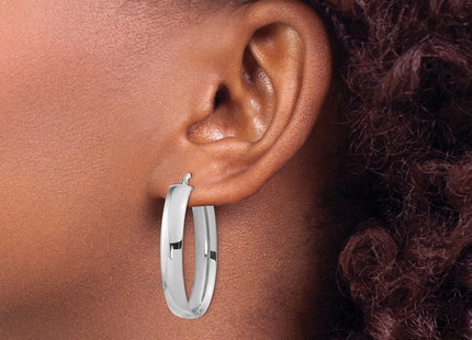 14K white gold oval hoop earrings, another view