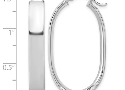 14K white gold oval hoop earrings, further view