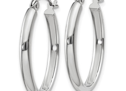 14k White Gold Polished Oval Tube Hoop Earrings (Style TF112)