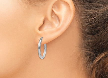 14k White Gold Polished Oval Tube Hoop Earrings (Style TF112)