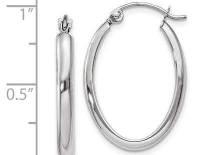 14k White Gold Polished Oval Tube Hoop Earrings (Style TF112)