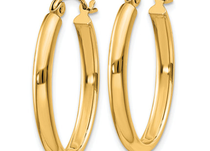 14k Polished Oval Tube Hoop Earrings, 24 x 2.75mm
