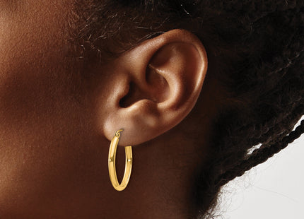 14k Polished Oval Tube Hoop Earrings, 24 x 2.75mm