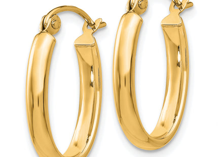 14k Polished Oval Tube Hoop Earrings, 17 x 2.75mm (113Y)