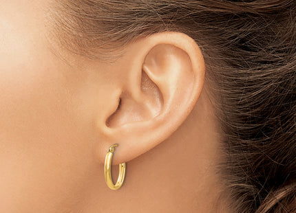 14k Polished Oval Tube Hoop Earrings, 17 x 2.75mm