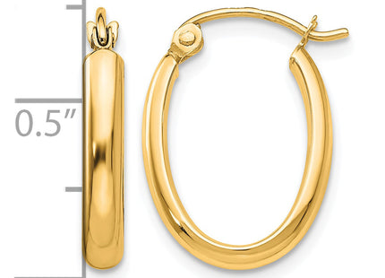 14k Polished Oval Tube Hoop Earrings, 17 x 2.75mm (113Y)