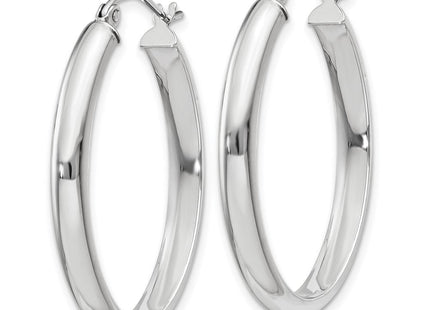 14k White Gold Polished Oval Tube Hoop Earrings (Style TF114)