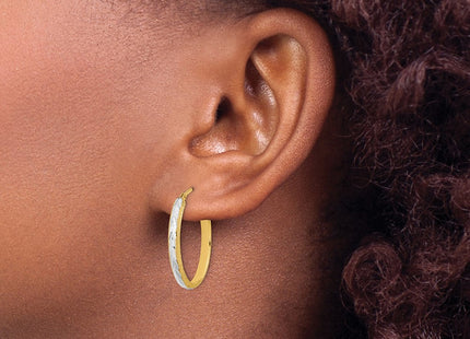 14k Yellow & Rhodium Earrings Style TF1140 - Classique Jewelry Inc.