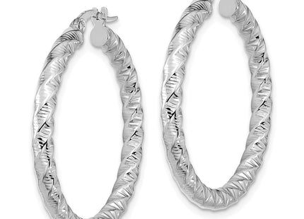 14K white gold hoop earrings, alternate view