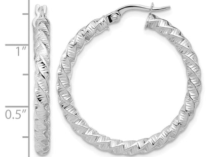 14K white gold hoop earrings, further view