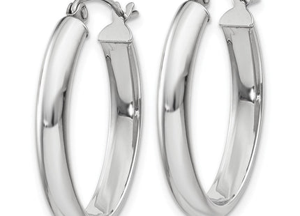 14k White Gold Polished Oval Tube Hoop Earrings (Style TF115)