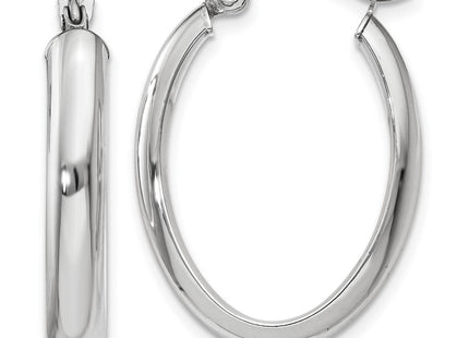 14k White Gold Polished Oval Tube Hoop Earrings (Style TF115)
