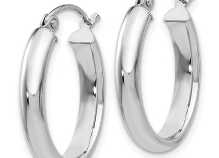 14k White Gold Polished Oval Tube Hoop Earrings (Style TF116)